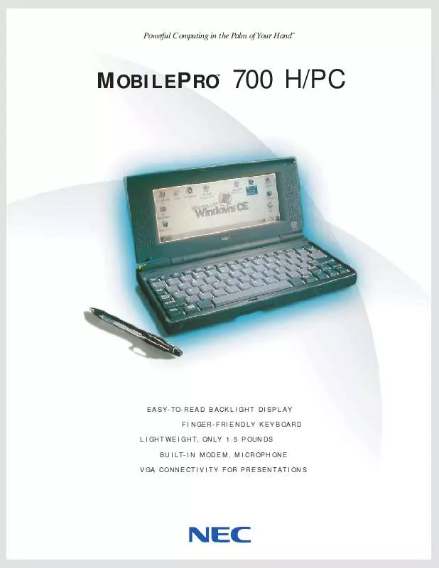 Mode d'emploi NEC MOBILEPRO 700 H