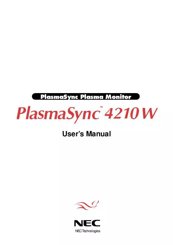 Mode d'emploi NEC PLASMASYNC 4210W