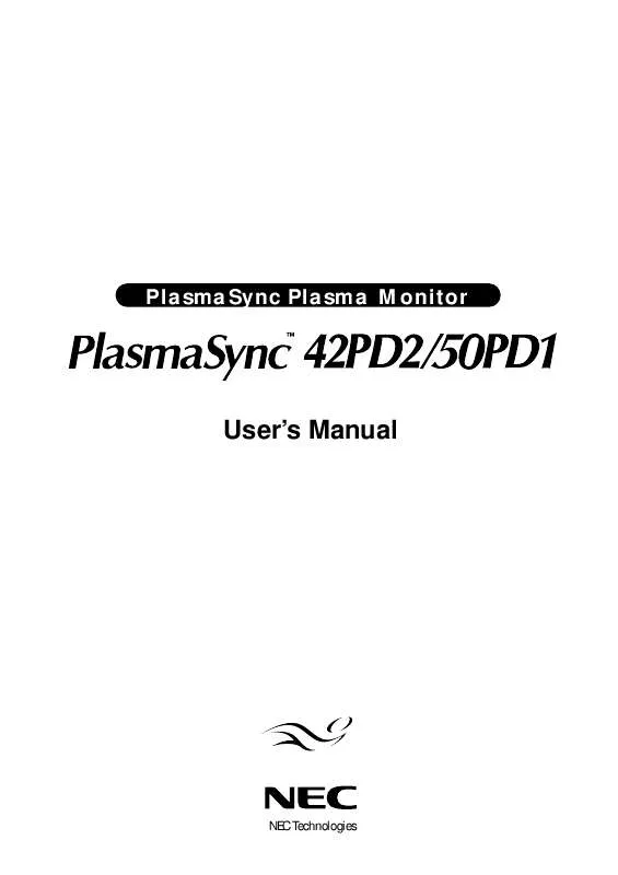 Mode d'emploi NEC PLASMASYNC PX-42PD2