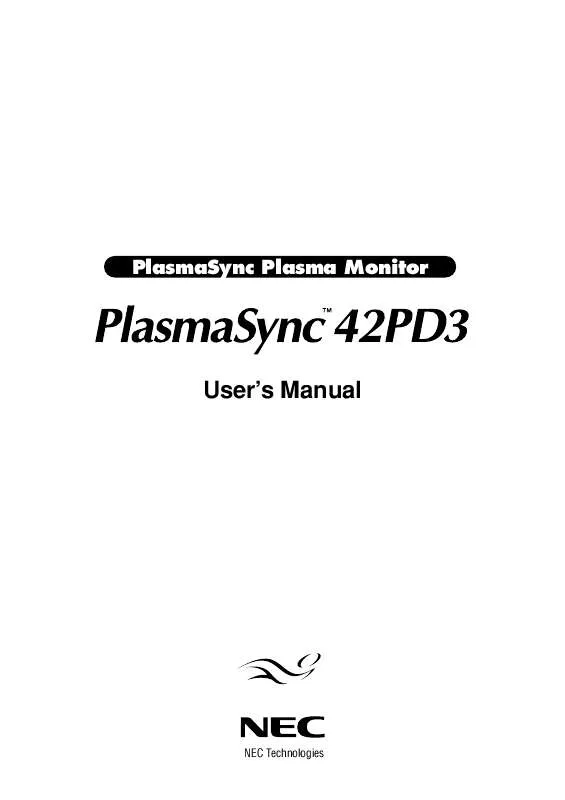 Mode d'emploi NEC PLASMASYNC PX-42PD3