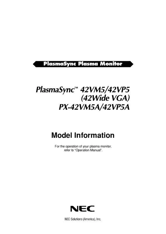 Mode d'emploi NEC PX-42VP5A