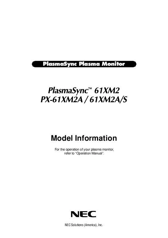 Mode d'emploi NEC PX-61XM2A