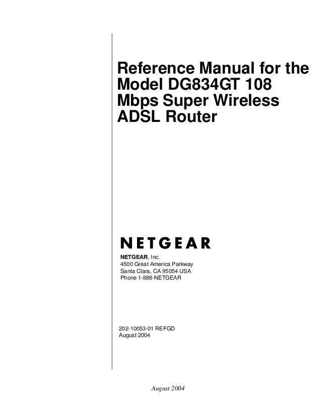 Mode d'emploi NETGEAR DG834GT 108