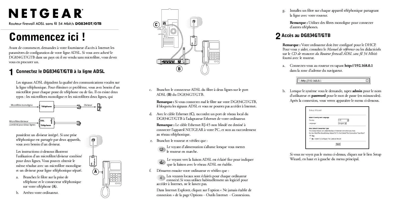 Mode d'emploi NETGEAR DG834GT