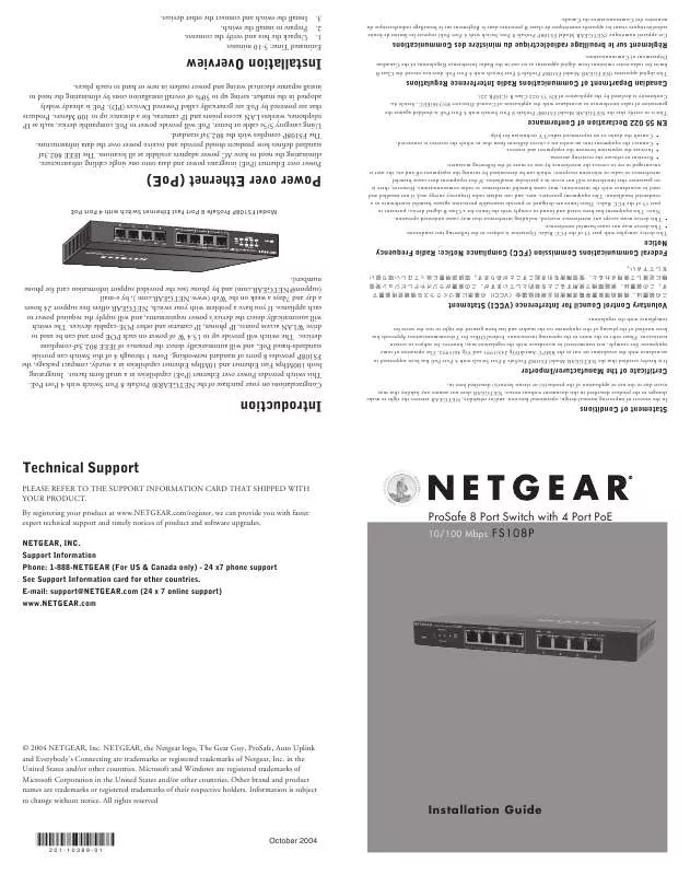 Mode d'emploi NETGEAR FS108P