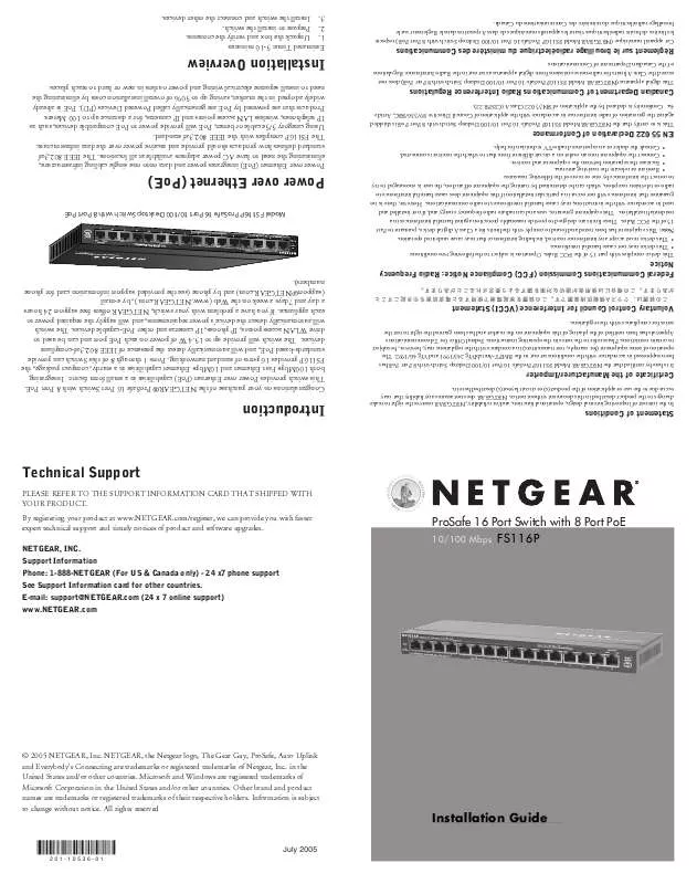 Mode d'emploi NETGEAR FS116P