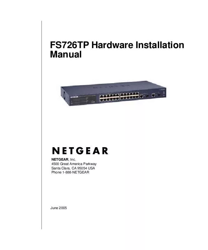 Mode d'emploi NETGEAR FS726TP HARDWARE INSTALL