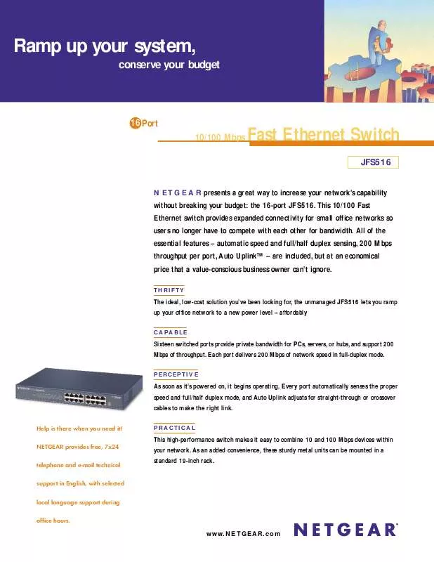 Mode d'emploi NETGEAR JFS516