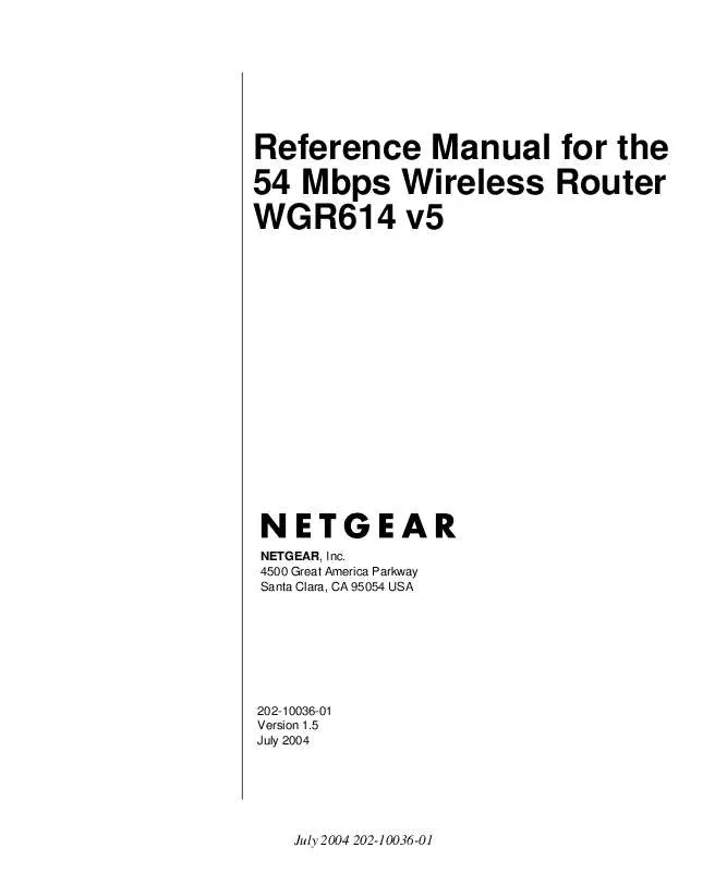 Mode d'emploi NETGEAR WGR614 V5