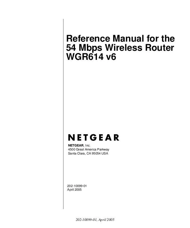 Mode d'emploi NETGEAR WGR614 V6