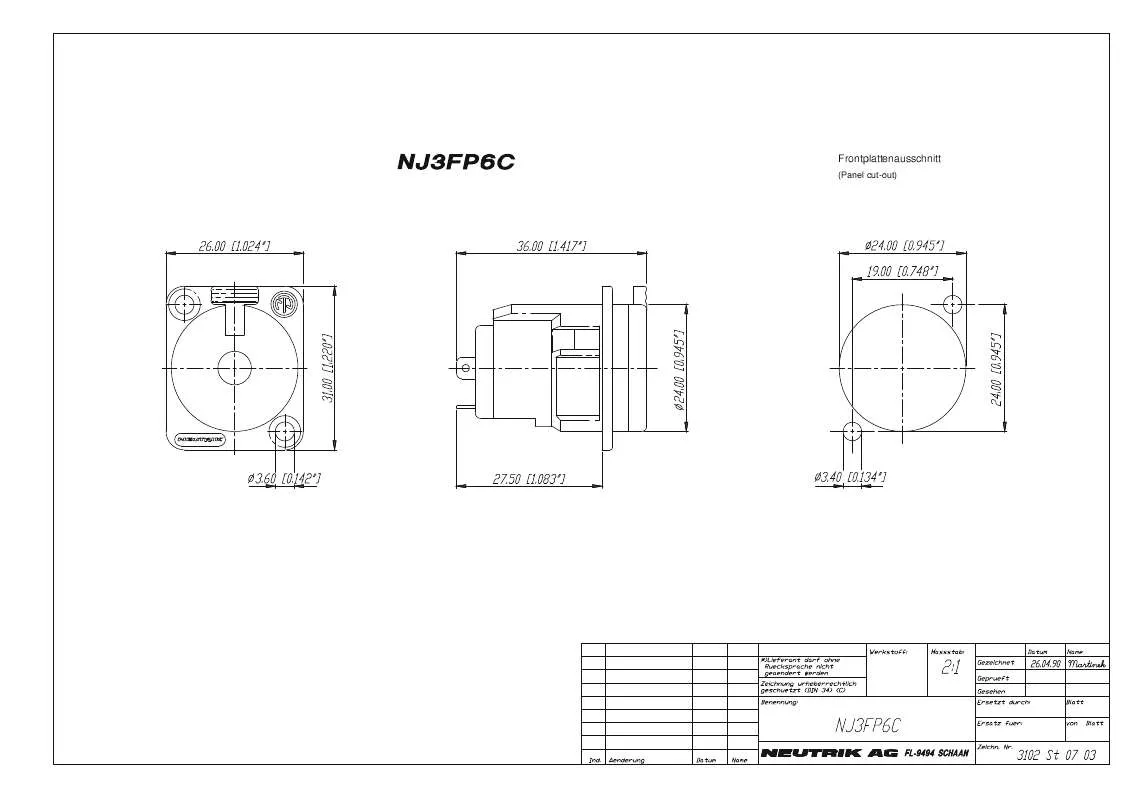 Mode d'emploi NEUTRIK NJ3FP6