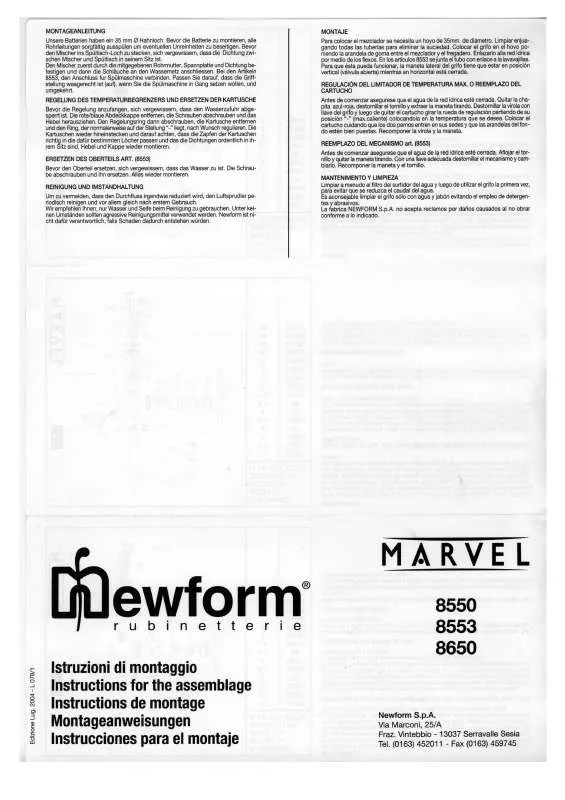 Mode d'emploi NEWFORM MARVEL 8550