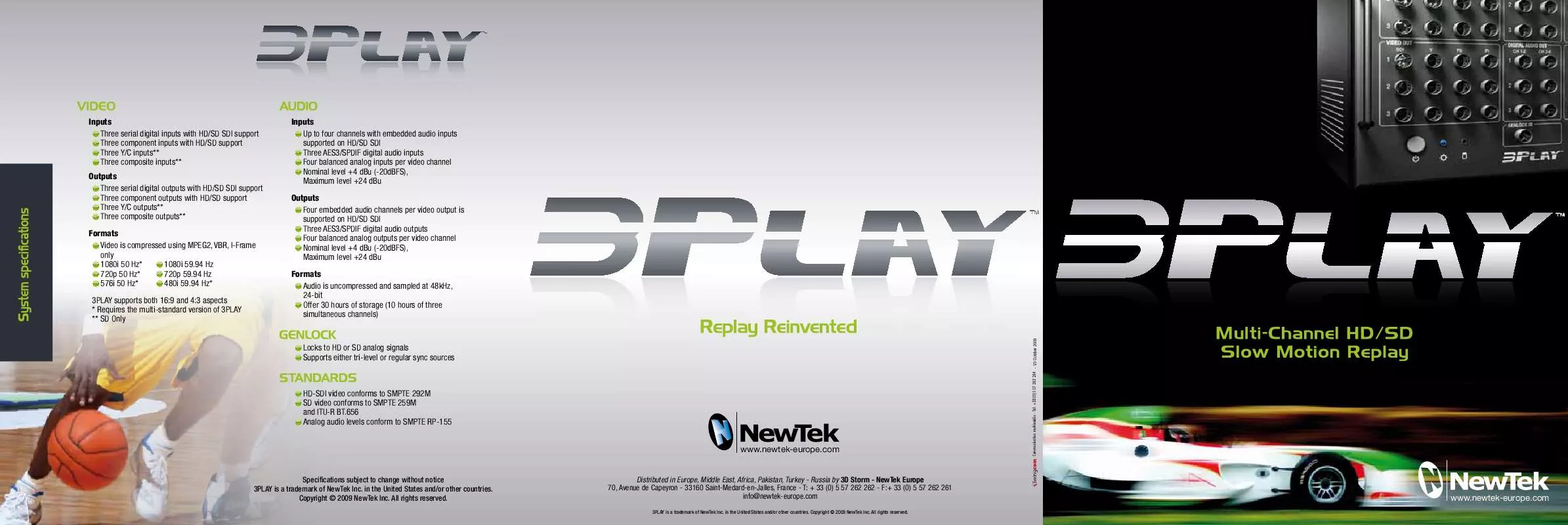 Mode d'emploi NEWTEK 3PLAY