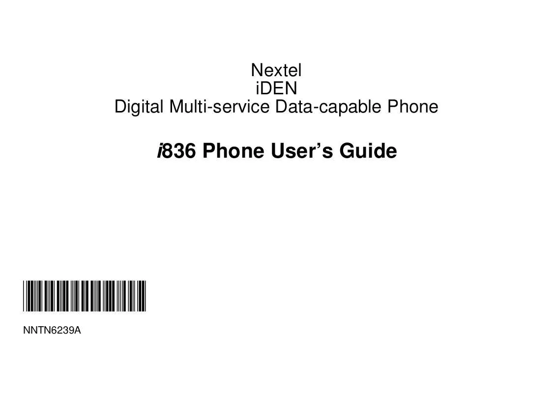 Mode d'emploi NEXTEL IDEN I836