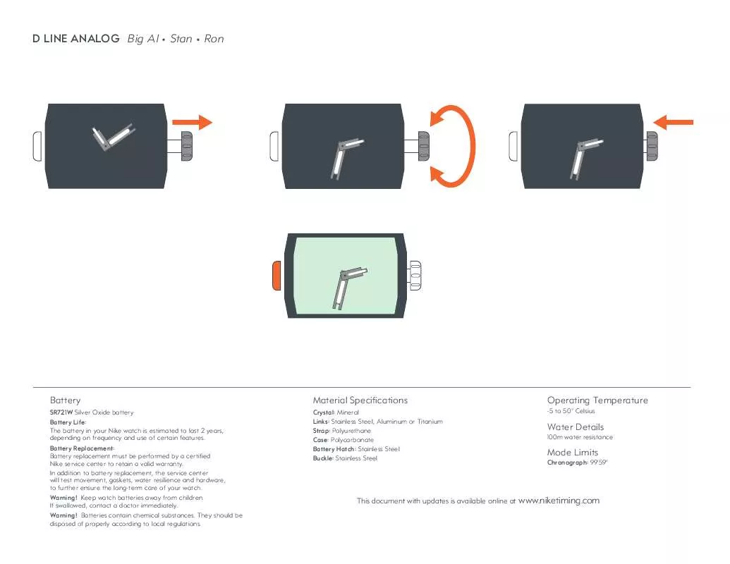 Mode d'emploi NIKE D LINE ANALOG BIG AL