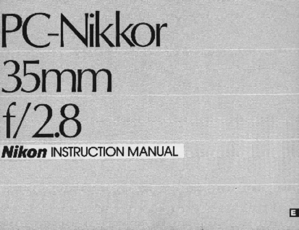 Mode d'emploi NIKON PC NIKKOR 35MM F/2.8