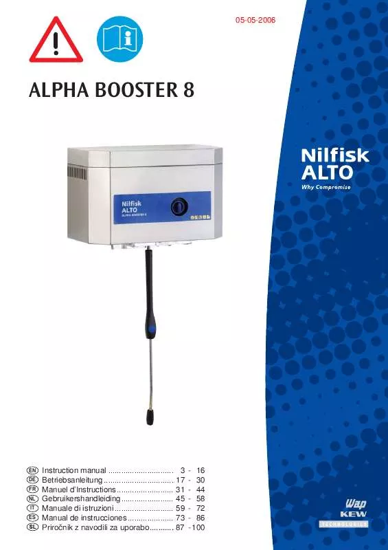 Mode d'emploi NILFISK ALPHA BOOSTER 8