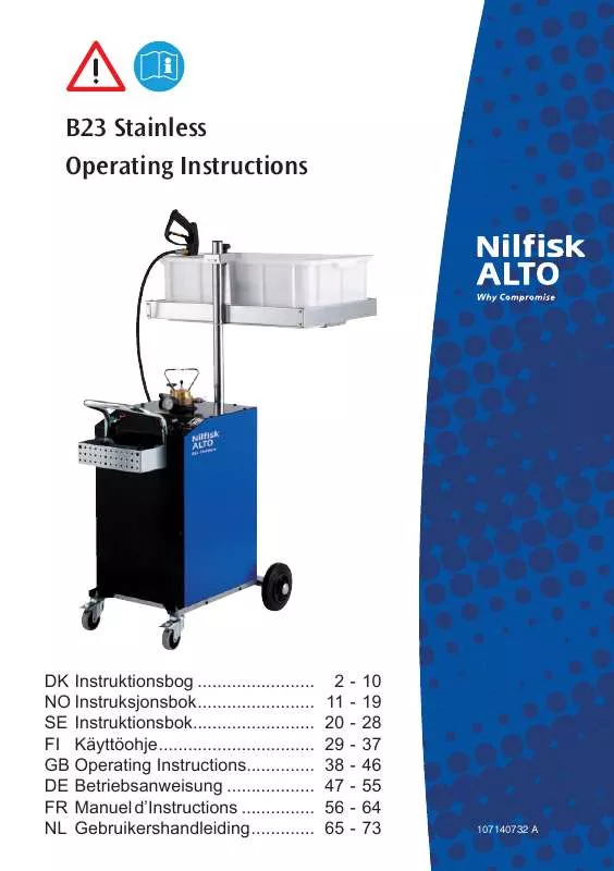 Mode d'emploi NILFISK B23 STAINLESS