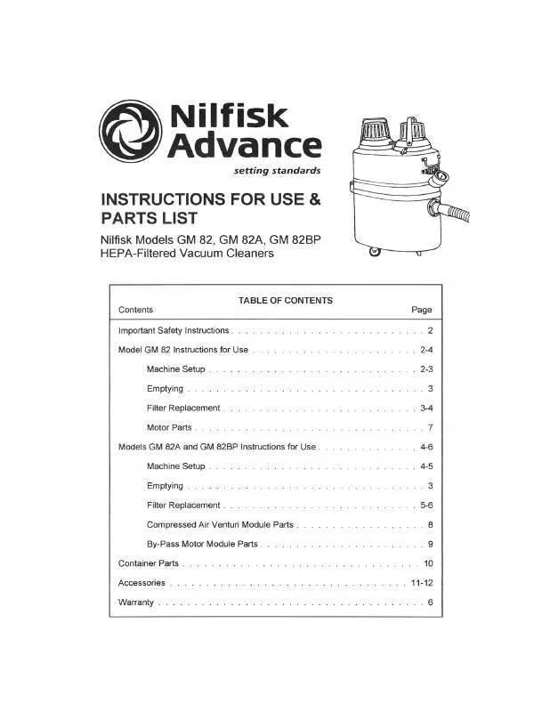 Mode d'emploi NILFISK GM 82