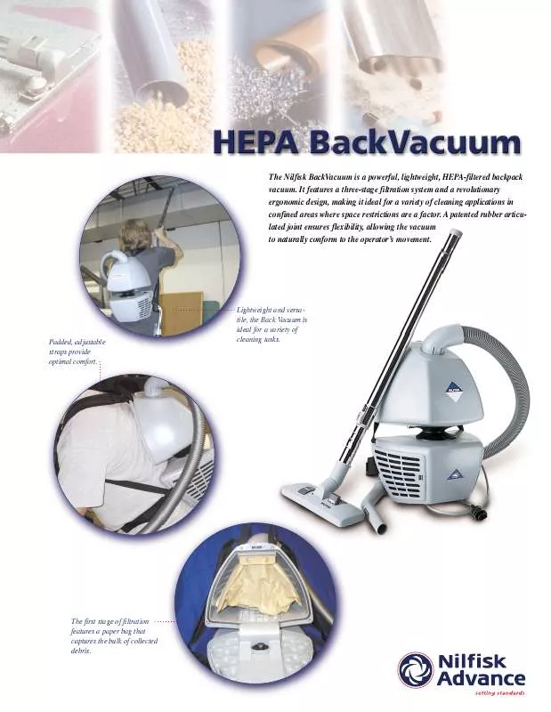 Mode d'emploi NILFISK HEPA BACKVACUUM