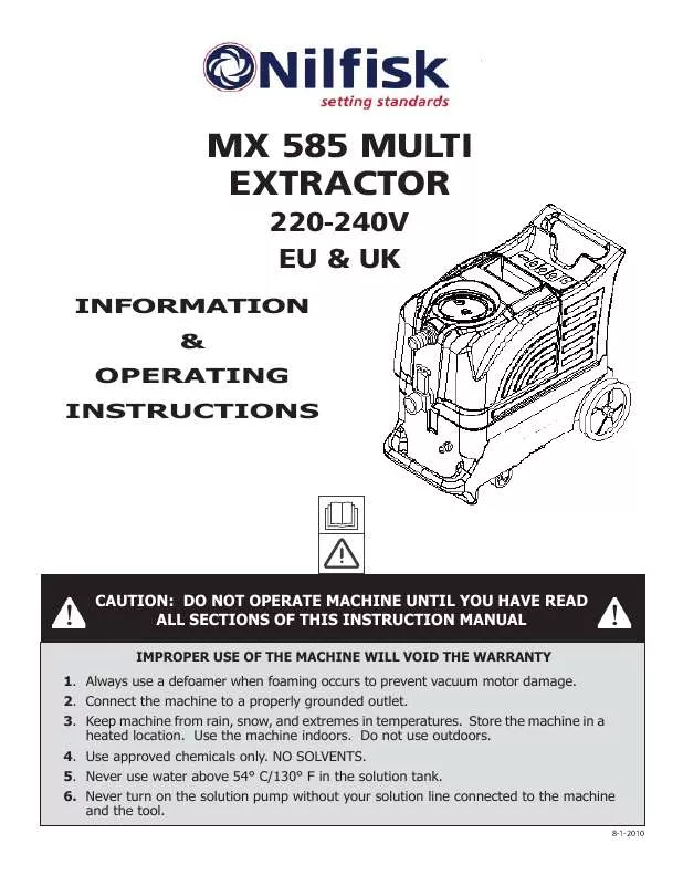 Mode d'emploi NILFISK MX 585