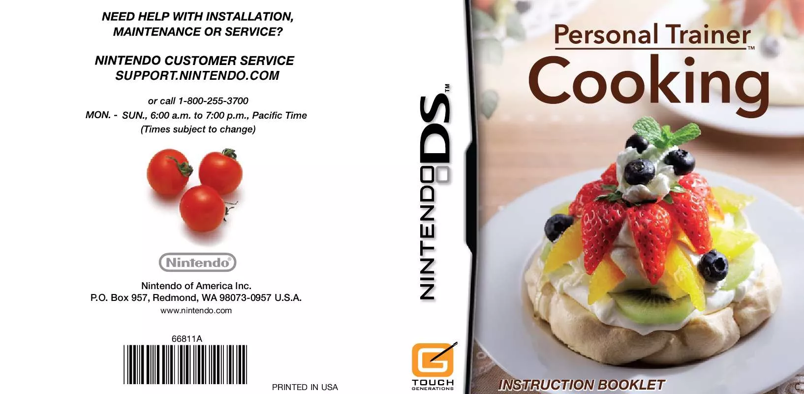 Mode d'emploi NINTENDO DS PERSONAL TRAINER COOKING