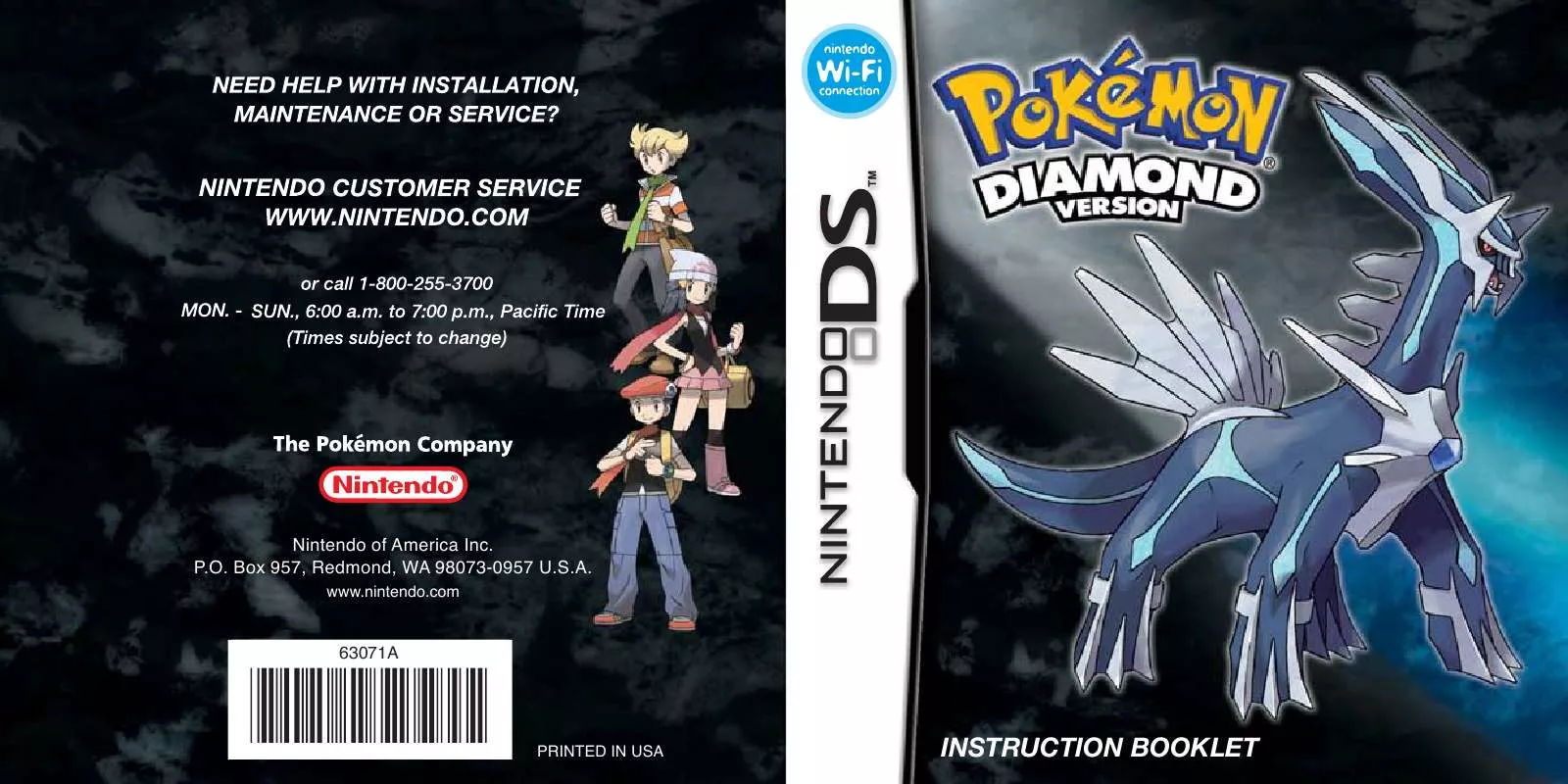 Mode d'emploi NINTENDO DS POKEMON DIAMOND