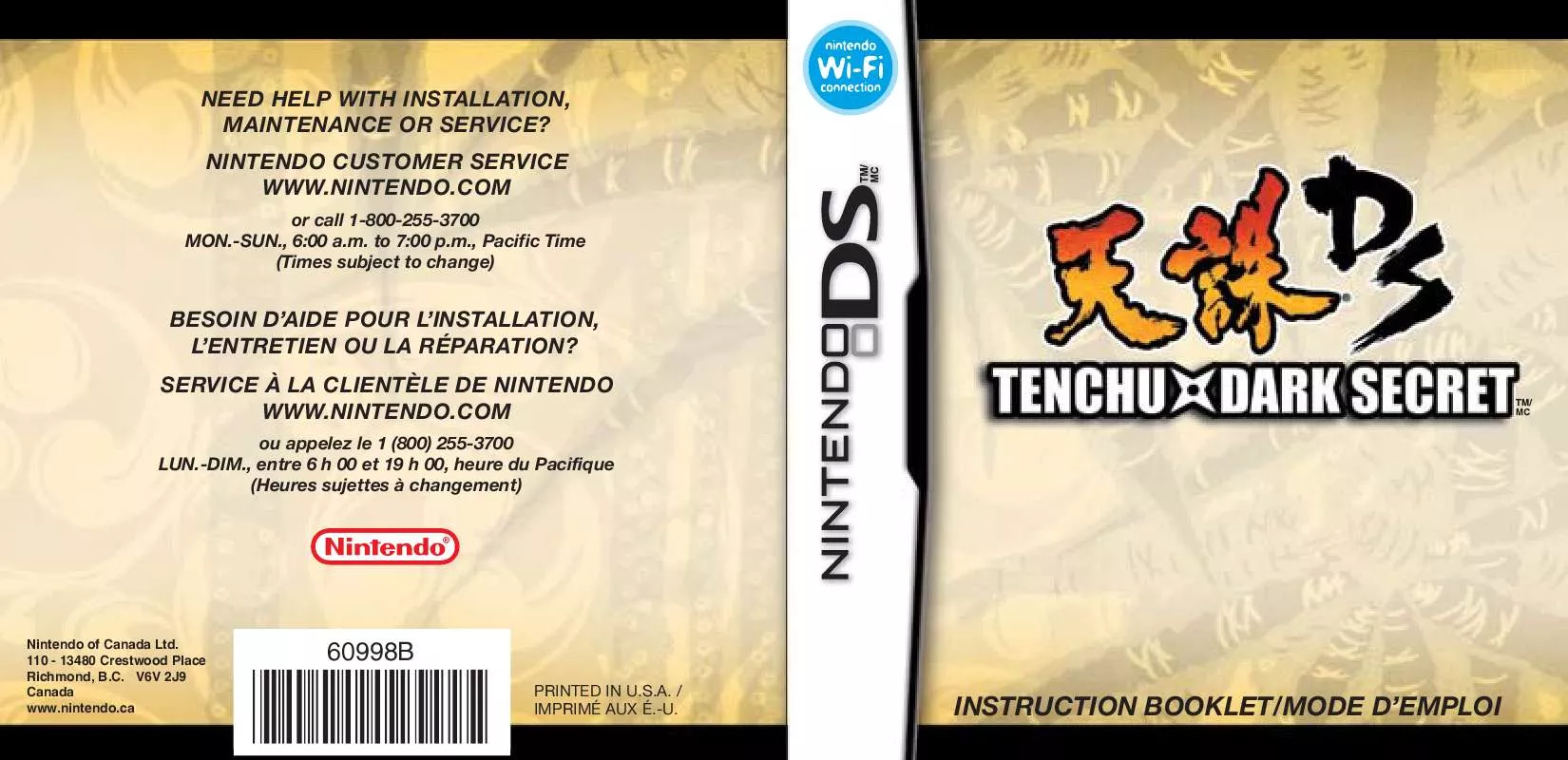 Mode d'emploi NINTENDO DS TENCHU DARK SECRET