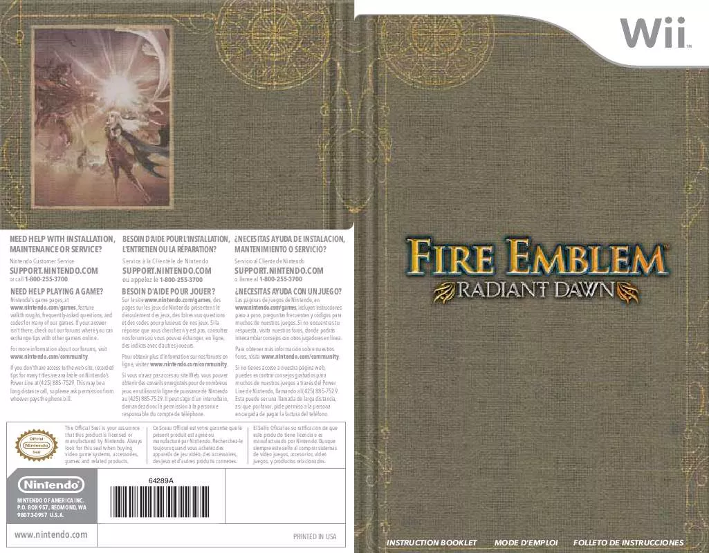 Mode d'emploi NINTENDO FIRE EMBLEM RADIANT DAWN