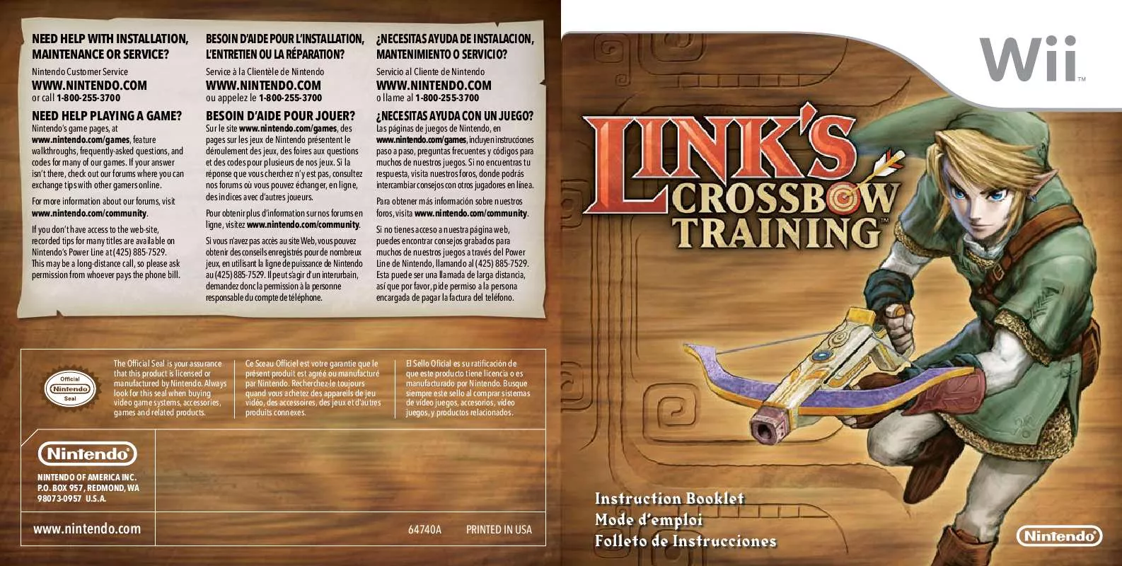 Mode d'emploi NINTENDO LINKS CROSSBOW TRAINING