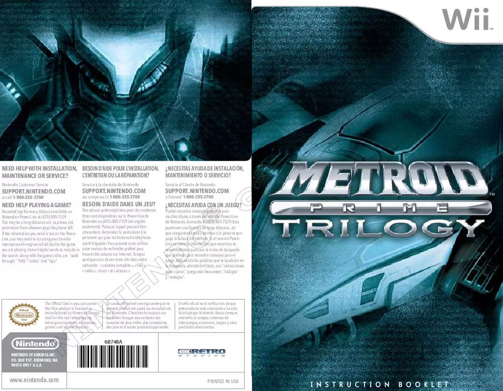 Mode d'emploi NINTENDO METROID PRIME TRILOGY