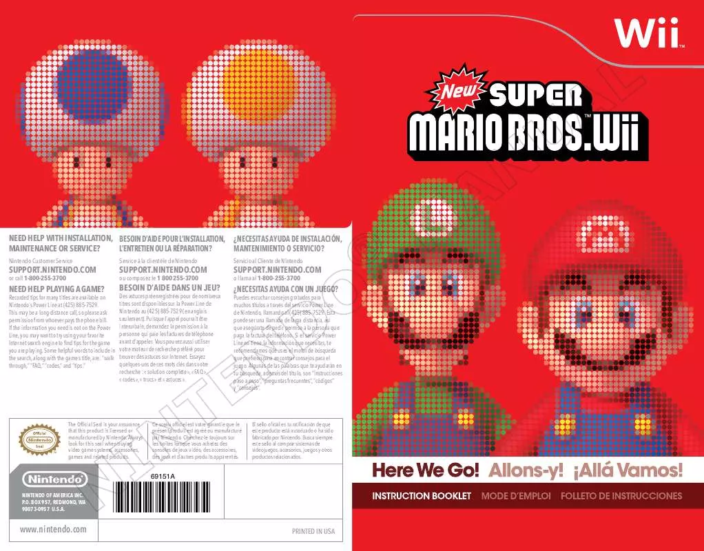 Mode d'emploi NINTENDO SUPER MARIO BROS.WII