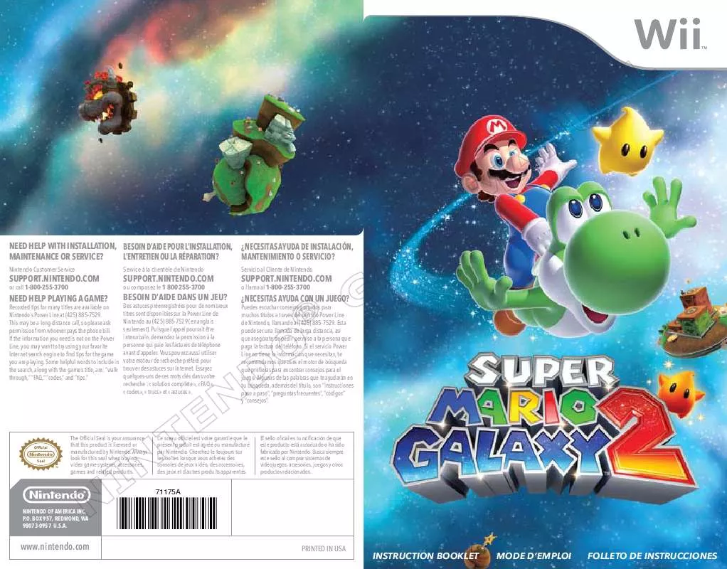 Mode d'emploi NINTENDO SUPER MARIO GALAXY2