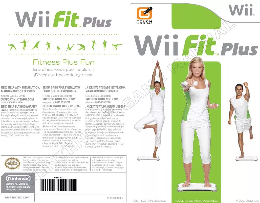 Mode d'emploi NINTENDO WII FIT PLUS