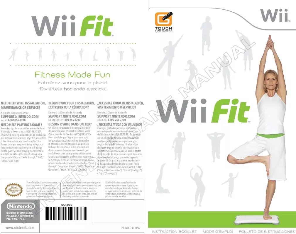 Mode d'emploi NINTENDO WII FIT