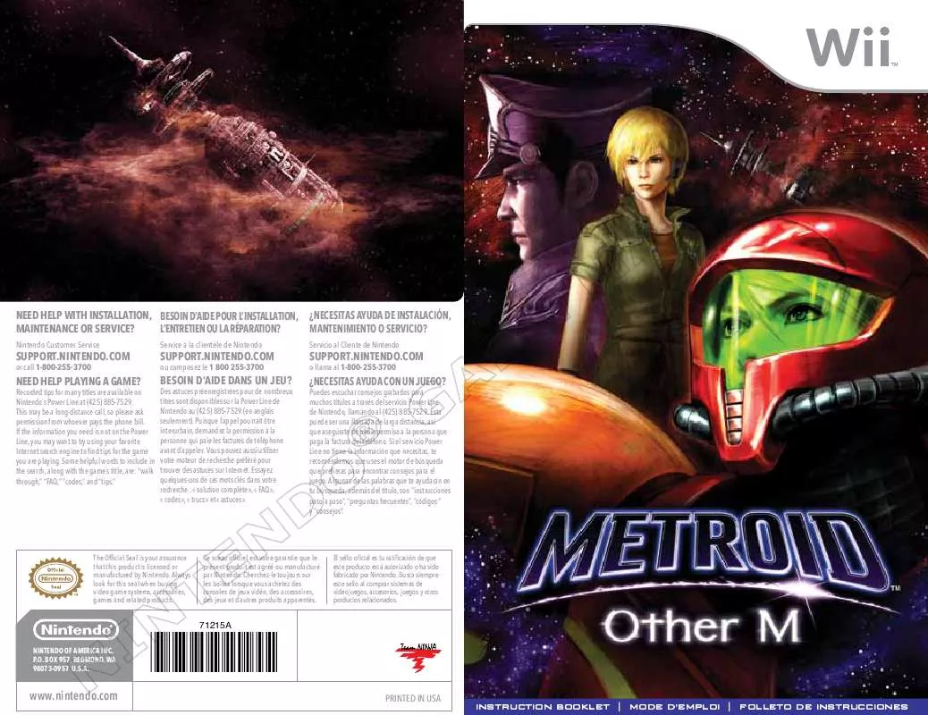 Mode d'emploi NINTENDO WII METROID OTHER M