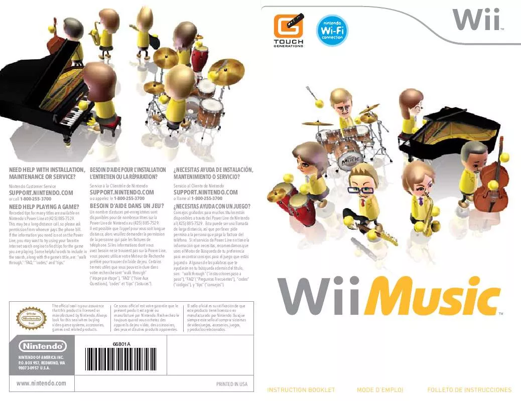 Mode d'emploi NINTENDO WII MUSIC