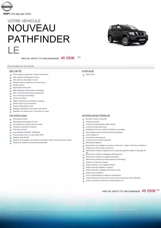 Mode d'emploi NISSAN PATHFINDER LE