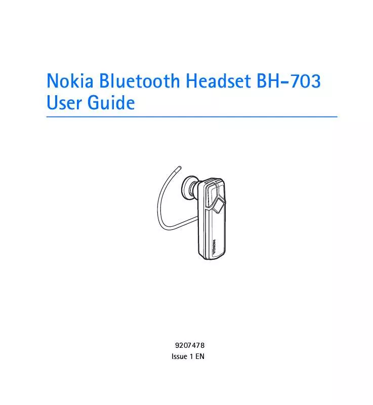 Mode d'emploi NOKIA BLUETOOTH HEADSET BH-703
