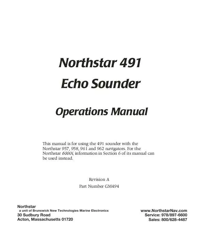 Mode d'emploi NORTHSTAR 491 ECHOSOUNDER