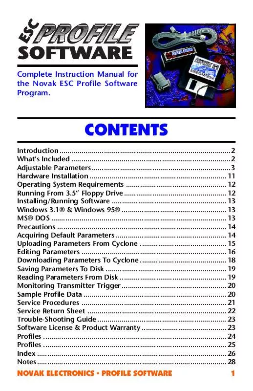 Mode d'emploi NOVAK ESC PROFILE SOFTWARE