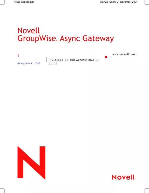 Mode d'emploi NOVELL GROUPWISE 7 ASYNC GATEWAY