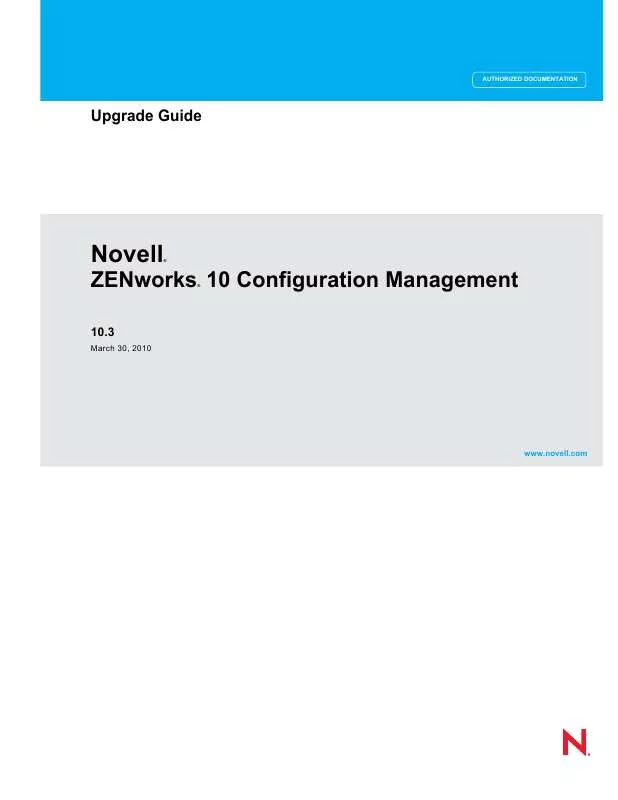 Mode d'emploi NOVELL ZENWORKS 10 CONFIGURATION MANAGEMENT