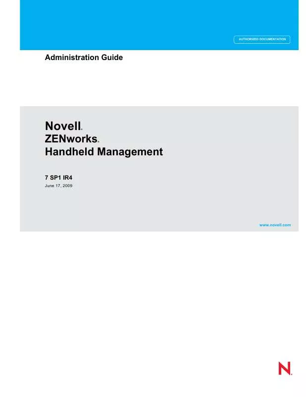 Mode d'emploi NOVELL ZENWORKS HANDELD MANAGEMENT 7 SP1 IR4