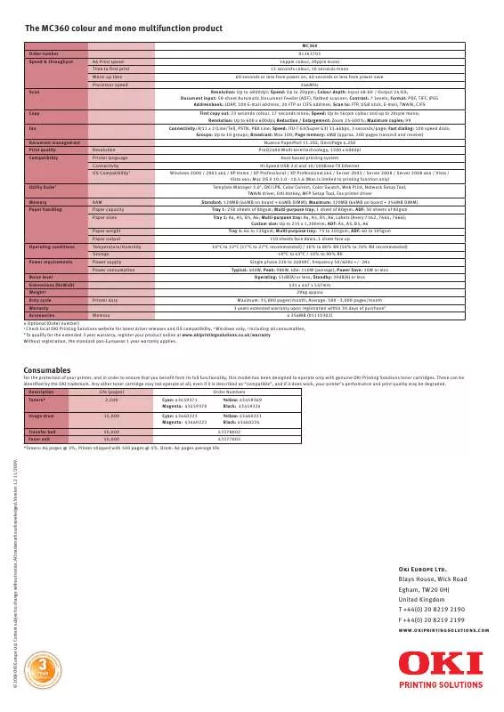 Mode d'emploi OKI MC360