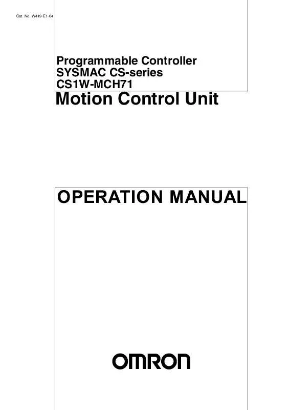 Mode d'emploi OMRON CS1W-MCH71 MOTION CONTROL UNIT