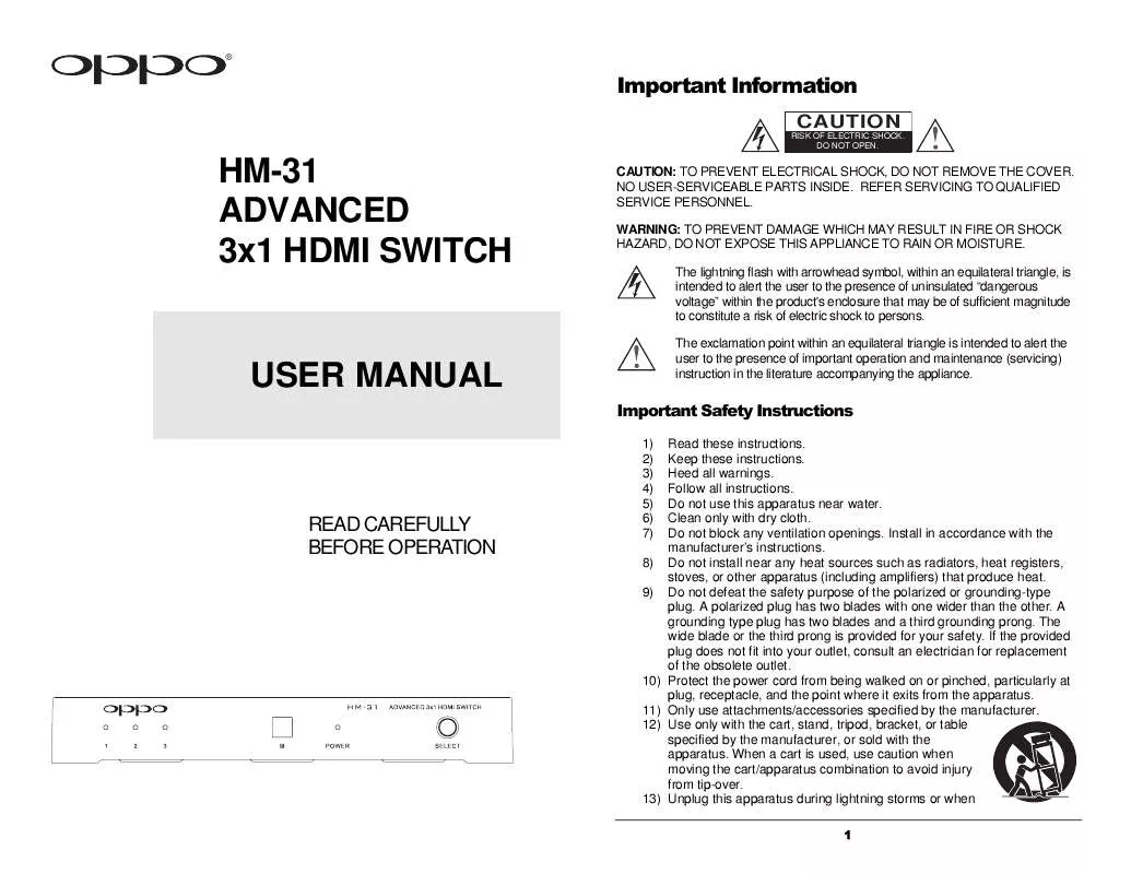 Mode d'emploi OPPO DIGITAL HM-31