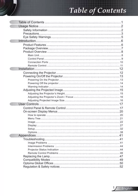 Mode d'emploi OPTOMA EW330