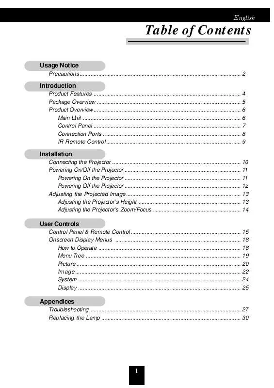 Mode d'emploi OPTOMA H 76