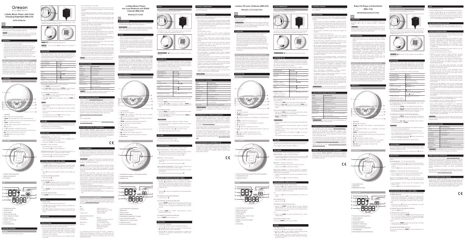 Mode d'emploi OREGON SCIENTIFIC BBL218